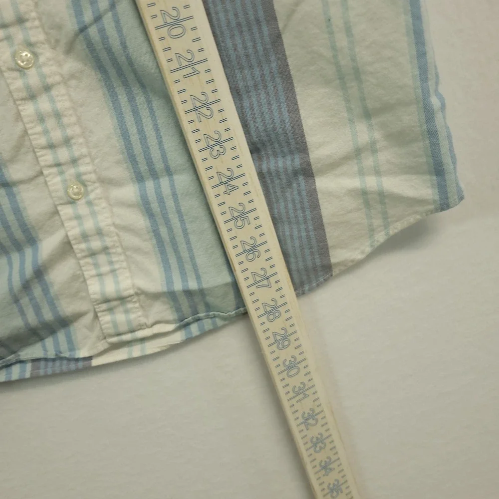 J.Crew Broken-In Oxford Shirt Mens Large Blue Striped Slim Fit Organic Cotton